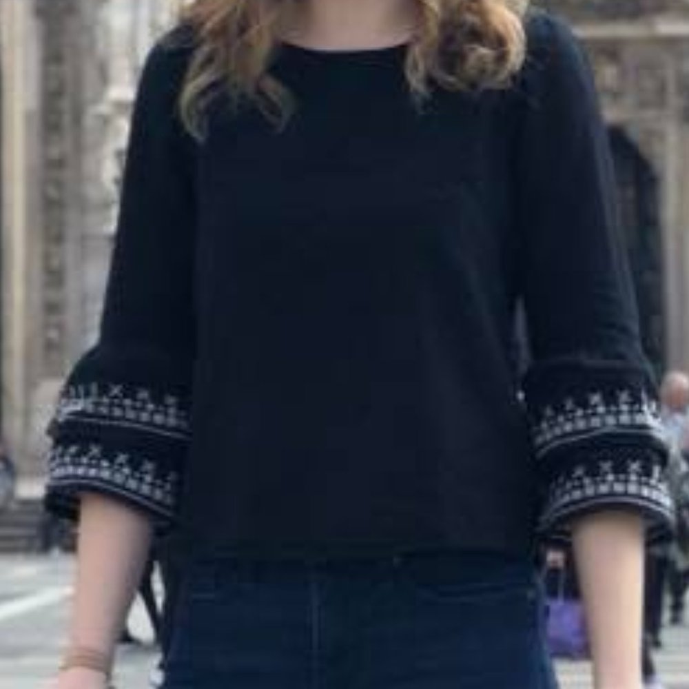 Zara Black Top with Bell Sleeve